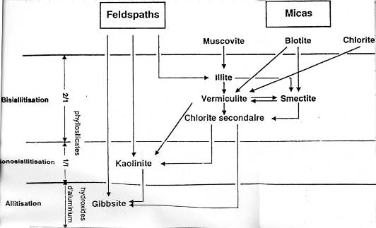 Altération d'un feldspath