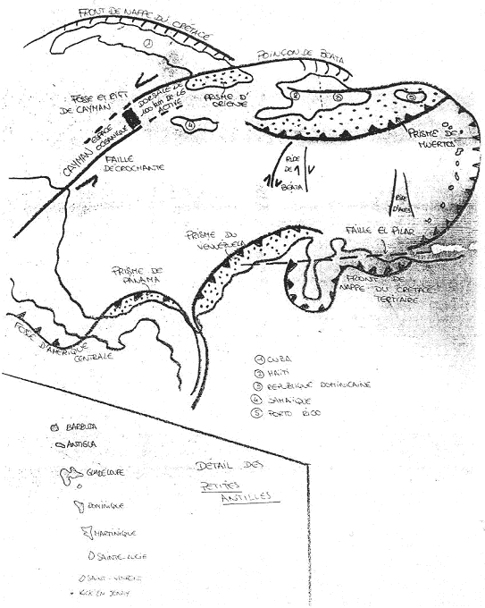 Carte des antilles avec dorsales