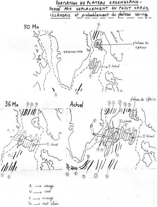 Formation du plateau Groenland - Féroé - par déplacement du point chaud Islandais