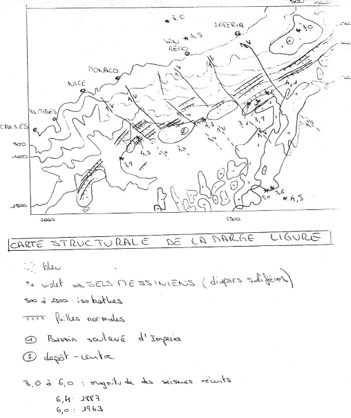 Carte structurale de la marge Ligure