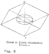 Exemple d'un cristal de calcite, rhomboédrique