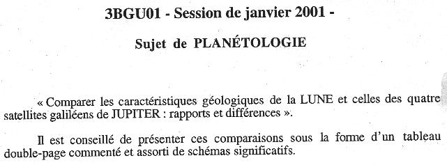 [sujet] Planétologie – Licence – janvier 2001